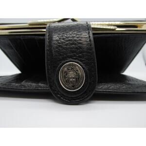 Liz Claiborne Black Leather Side Clasp And Fold Vintage Wallet